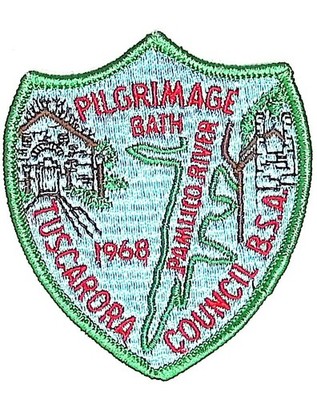 Tuscarora Council NC 1968 Pilgrimage Bath Patch GRN Bdr