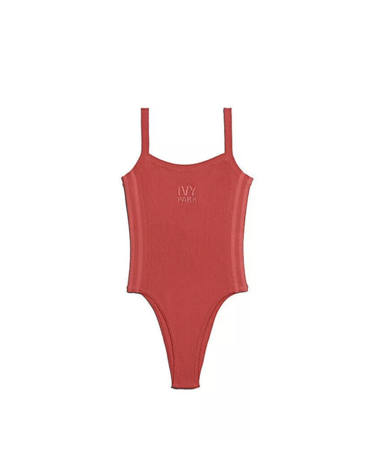 Adidas x Embroidered IVY Park Knit Tank Fitted Bodysuit Spaghetti Real Coral