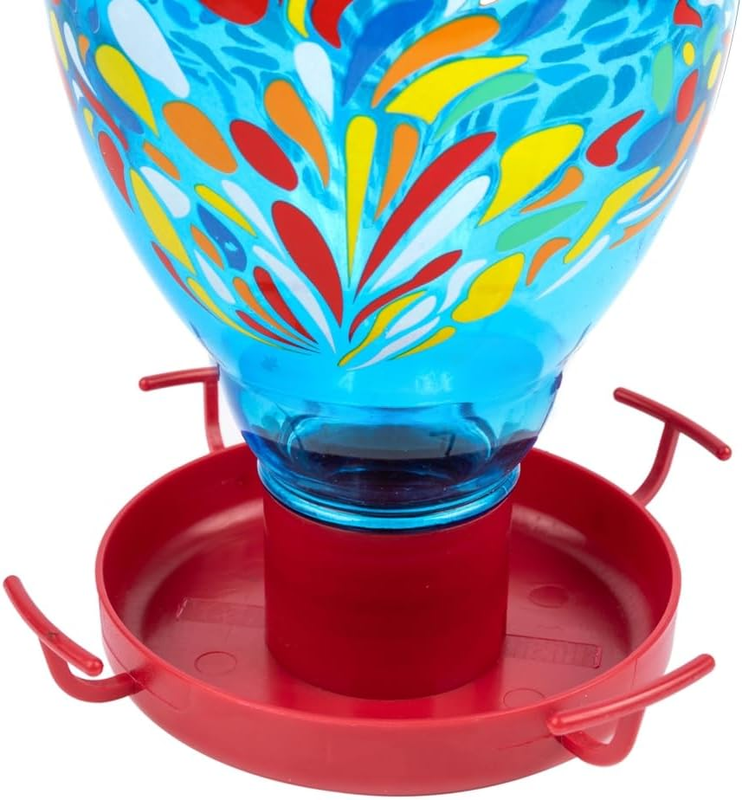 Colorful Glass Wild Bird Waterer 32 Oz Bird Water Feeder for Outdoors Garden out