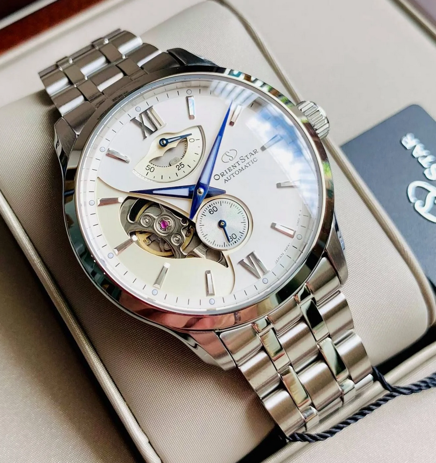 Pre-owned Orient Star Automatic Silver Dial Men's Watch Power Reserve Rk-av0b01s
