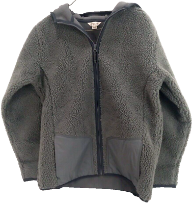 Lands End Kids' L 14-16 Thick Berber Fleece Hoodie Jacket Very Warm Gray NEW
