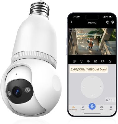 3MP Light Bulb Security Camera 360° Wifi Wireless Outdoor & Indoor 5g-2.4ghz