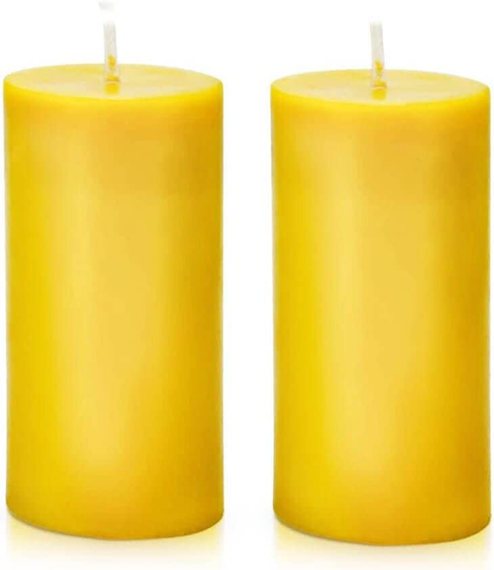 Large Beeswax Pillar Candle, Smokeless Dripless Pure Beeswax Candle Set with Nat