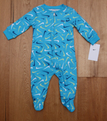 Nike Baby Footed Coverall ~ Aqua, Blue, Volt & White ~