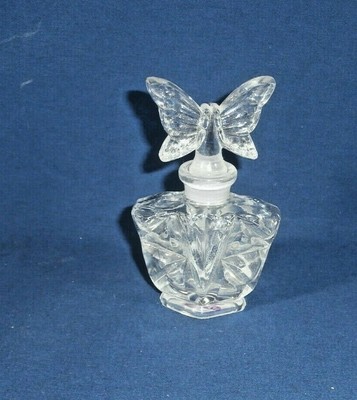 3 Original Vintage Fancy Clear Glass PERFUME BOTTLES with STOPPERS