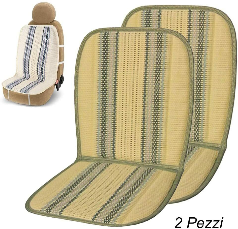 Set 2 Coprisedili Auto Universale Areato Legno Bambù Schienale Stop Sudore sus