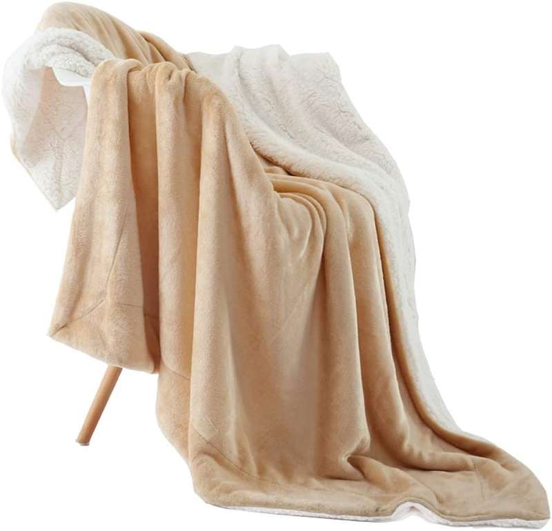 Throw Blanket Reversible Sherpa Flannel Blanket Super Soft Fuzzy Plush
