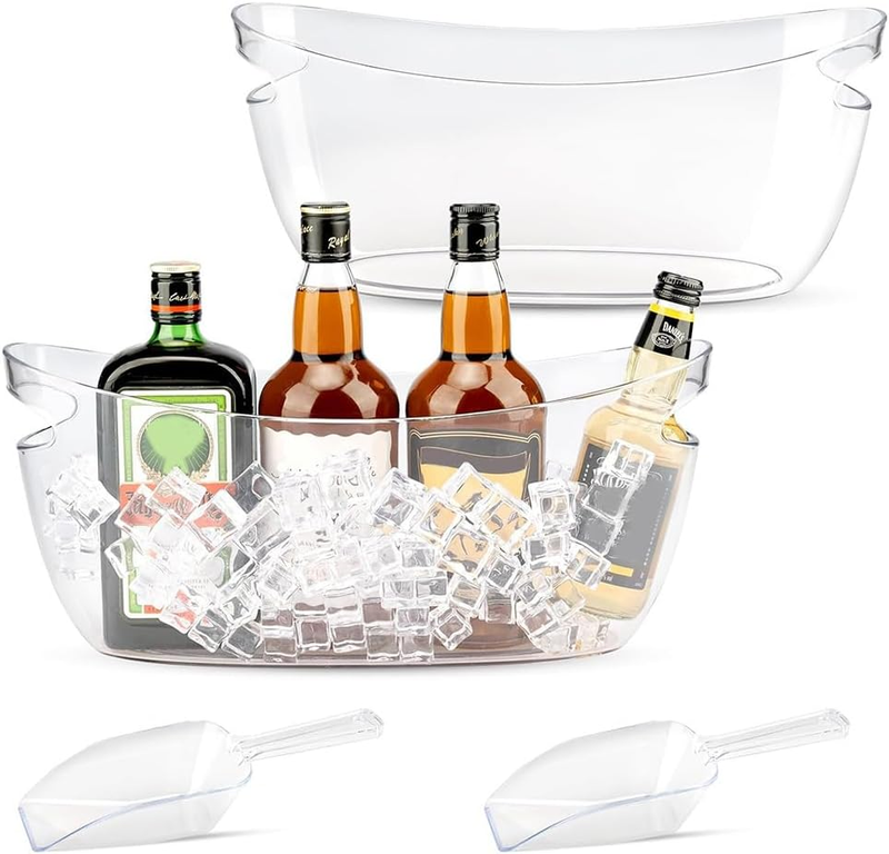 Large 5L Ice Bucket for Parties 2 Pcs,Plastic Boat-Shaped Ice Bucket,With Ice Bu
