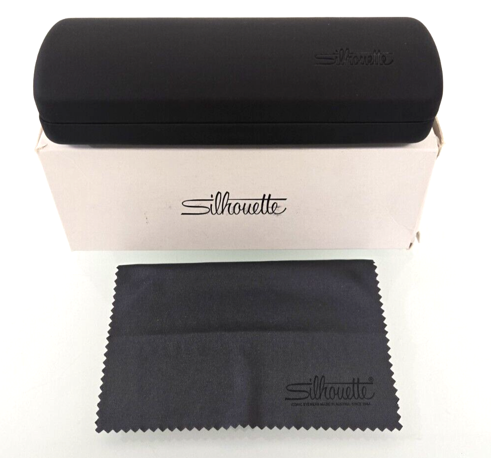 NEW!! Authentic  Silhouette  Black Hard Clamshell Eyeglasses Case with Cloth!