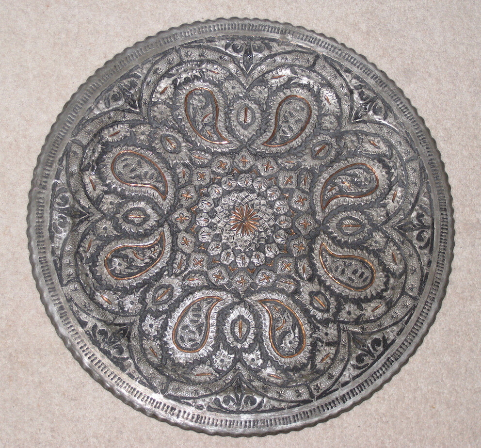 Vintage decorative Hand Hammered Metal Plate containing Copper in