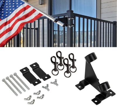   Flag Pole Bracket for Railing   Mount Kit for Balcony Outside House   Metal...