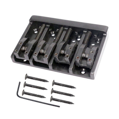 4String Electric Bass Bridge Roller Saddles Bridge Tailpieces for Bass Guitar BK