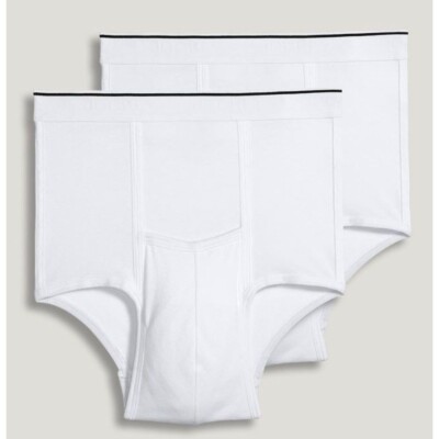 Men's Big Man Jockey Briefs 2-Pack XXXL White Comfortable Fit Breathable