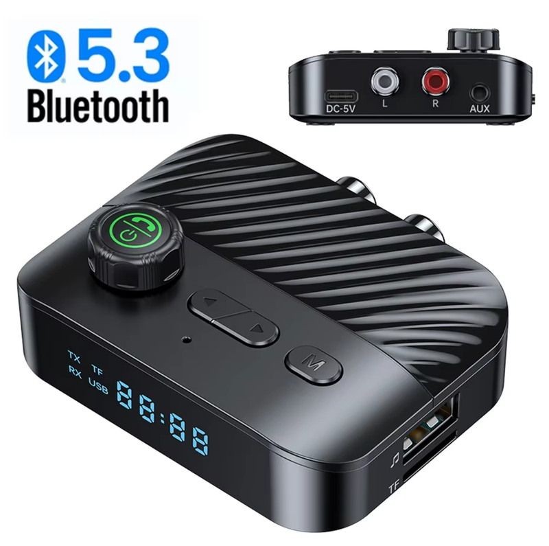 Bluetooth 5.3 Audio Receiver Transmitter Wireless Audio Adapter RCA/AUX/TF Card/