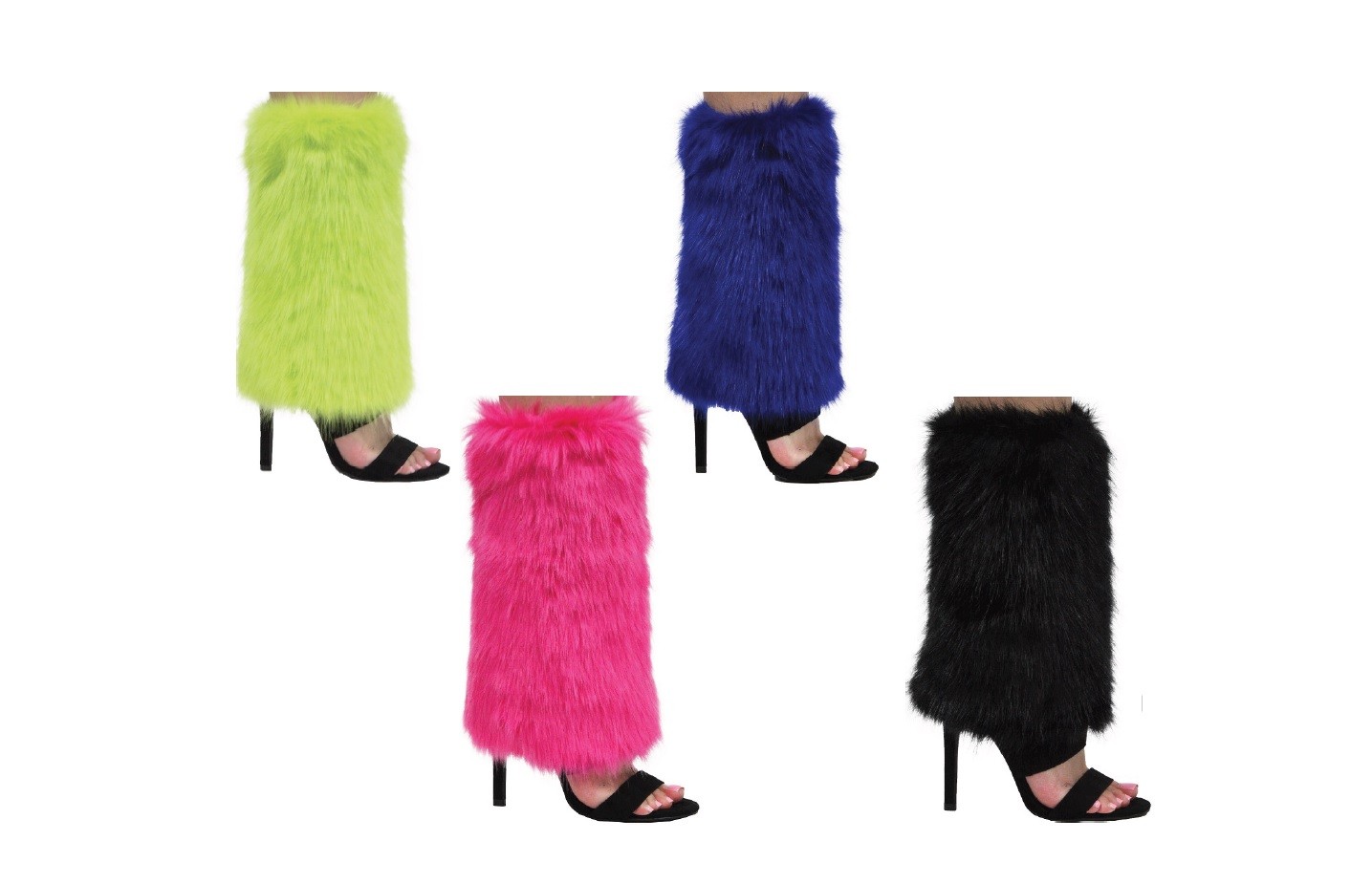 【U LAN】Glan Wide Warmer Filp Flops Boots New Faux Fur Legging Leg Warmer Mid Calf Boot Stiletto High