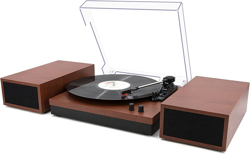 Bluetooth Turntable Stereo Bookshelf Speakers Retro Record Player Playback