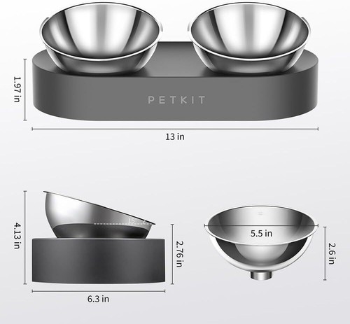 PETKIT Elevated Pet Bowl Stainless Steel Cat Dog Food Water Bowl Refurbished