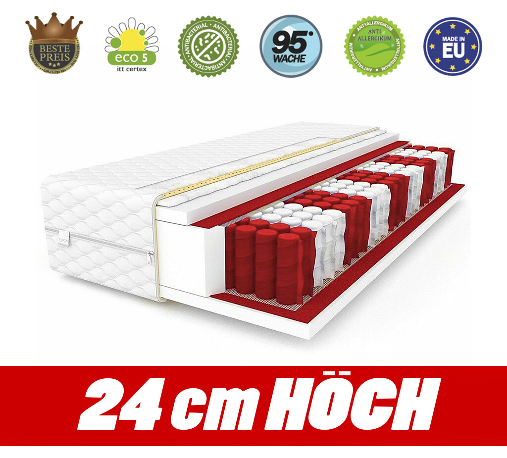 MATRATZE 140x200cm METIS H3 Taschenfederkern  24cm MEMO 9 zonen premium max