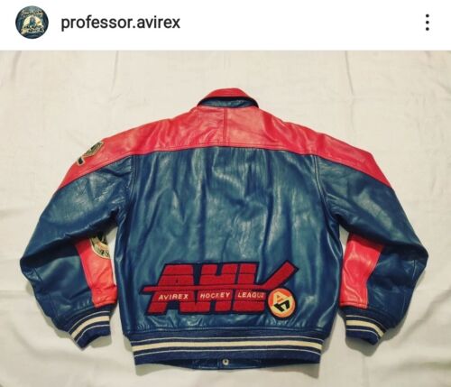Rare 90s blue red avirex hockey league made usa leather Rare 90s blue red avirex hockey league made usa leather
