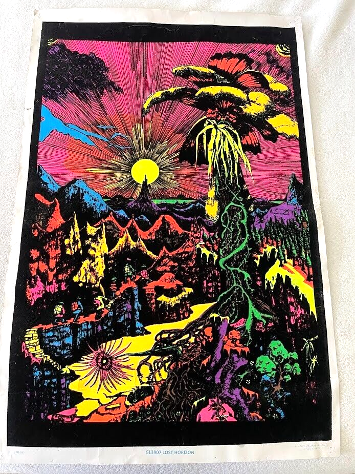 Vintage Velvet 1970 Black Light flocked fuzzy Poster LOST Vintage Velvet 1970 Black Light flocked fuzzy Poster LOST