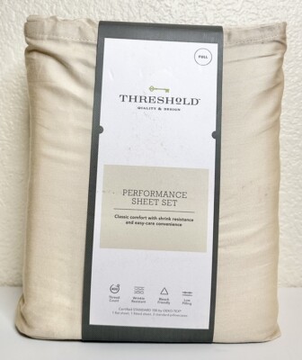 Threshold Solid Performance 400 Thread Count Sheet Set True Khaki, Full Size