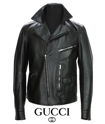 GUCCI グッチ レザージャケット シングル 42 M ブラック 黒