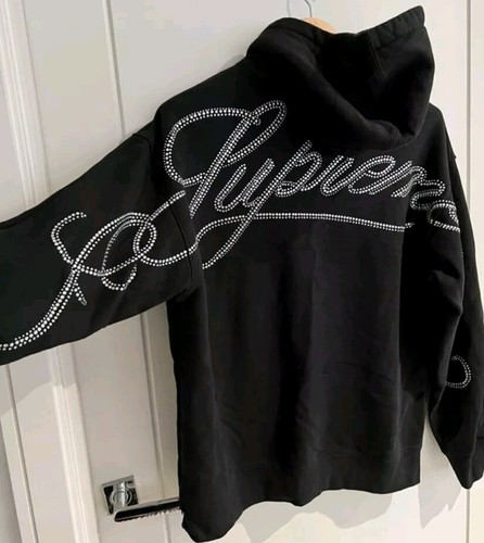 Supreme - Rhinestone Script Hooded希少 FW19 Supreme Rhinestone Script hooded sweatshirt size M