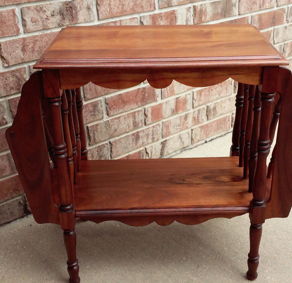 Solid Walnut Side Table with Magazine Racks Unique