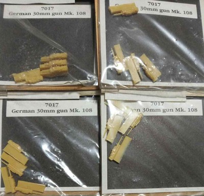 4 packs x 1/72 German 30mm gun Mk.108 resin AIRES 7017