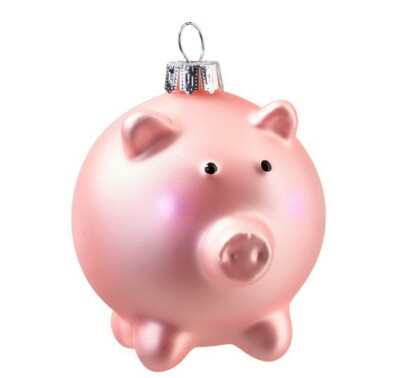 Deko-Hänger "Schwein Pinki" D=7cm Christbaum-Kugel Weihnachten Baumschmuck Glas 