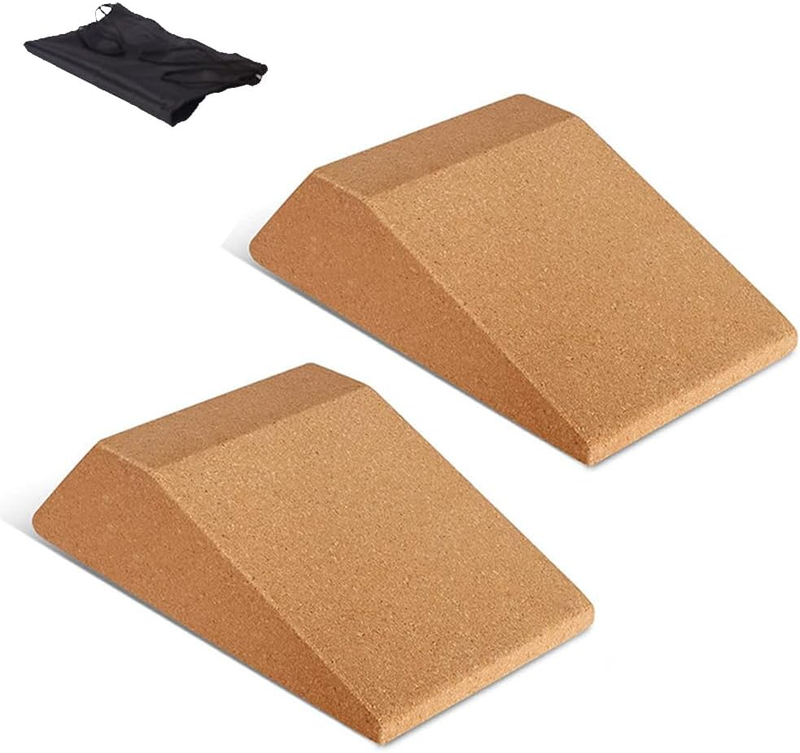 Durable Cork Heel Elevation Blocks, Professional Grade Squat Ramps, Natural Cork