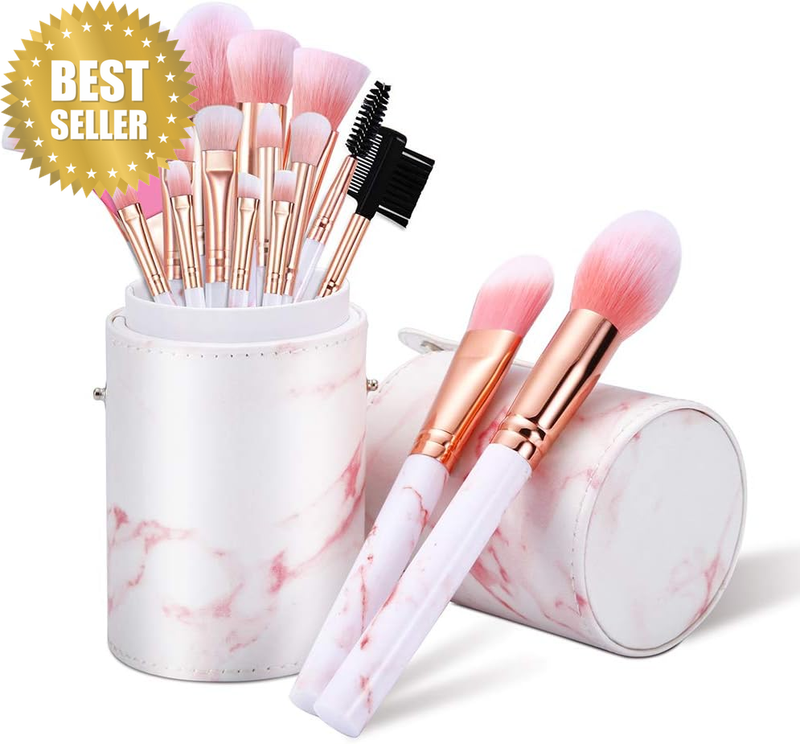 Makeup Brushes Sets 16PCS Pink Marble Make up Brushes Foundation Eyeshadow Conce