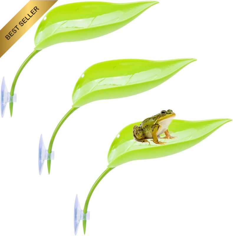 3 Pack Plastic Leaf Decorations with Suction Cups,Turtle Basking Platform,Fighti