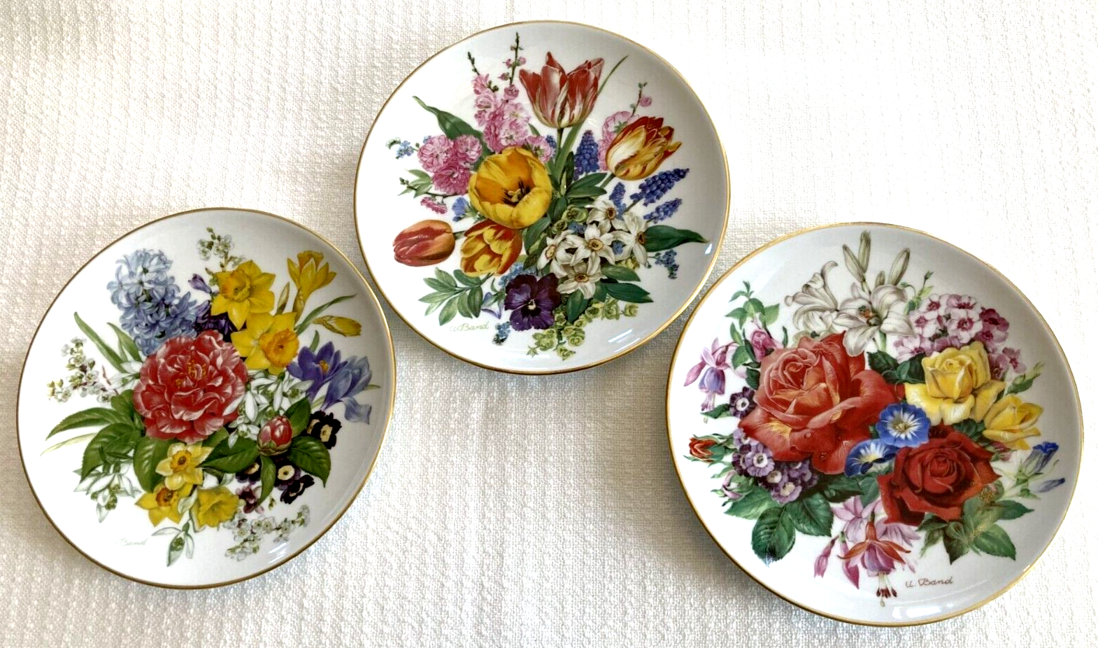 Stunning! Three Hutschenreuther Seasonal Bouquet Collector