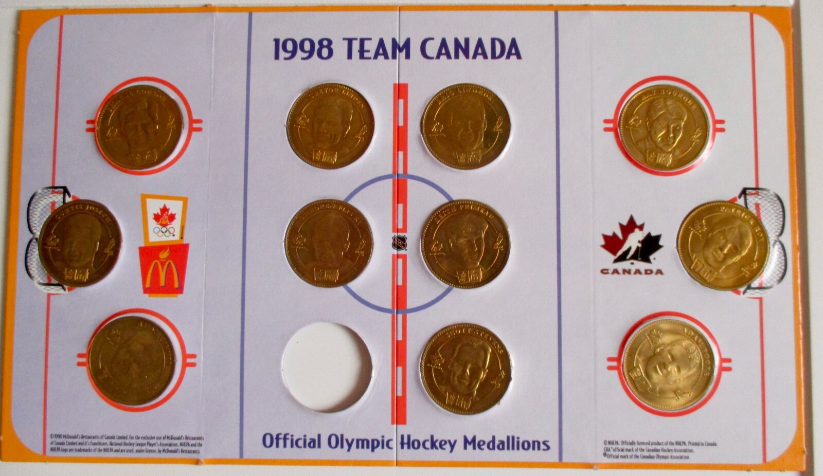 McDonalds-1998 Team Canada Olympic Hockey Medallions as shown - REDUCED $2.00