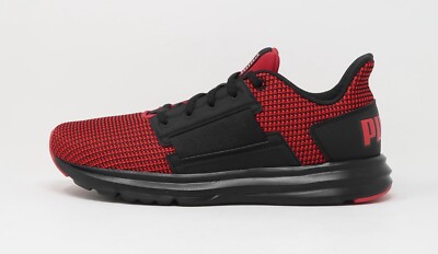 Puma Enzo Street Knit Black Red Mesh Shoes Men Running Sneakers