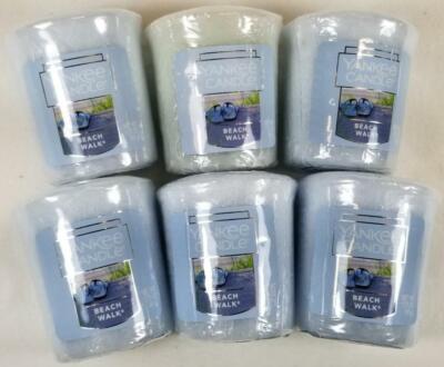 Yankee Candle Votives: BEACH WALK Wax Melts Lot of 6 Blue Wax New