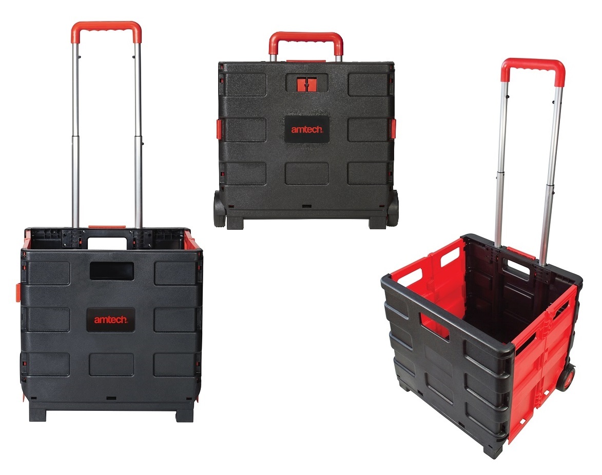 NEW Folding Boot Cart Shopping Trolley Fold Up Storage Box Wheels Crate