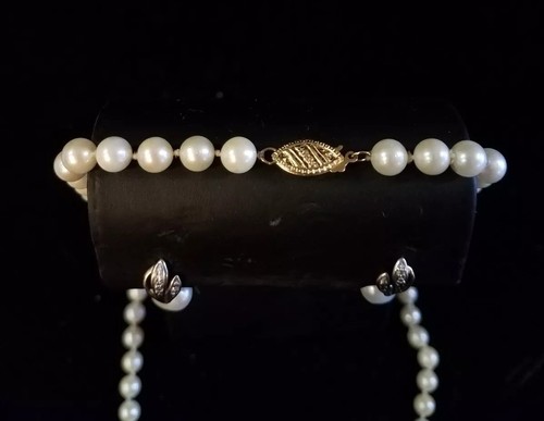 14k yellow gold pearl necklace and earrings set C 261