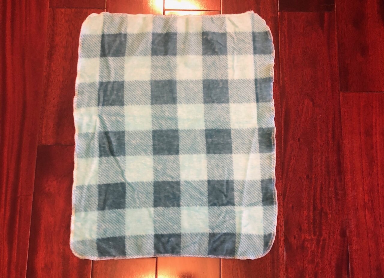 Blue Teal Plaid Fleece Puppy Comfort Security Blanket