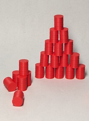 (100) - 55 Gallon Drum Barrels 1:87 Red HO Scale Lot Set Walthers Herpa Wiking