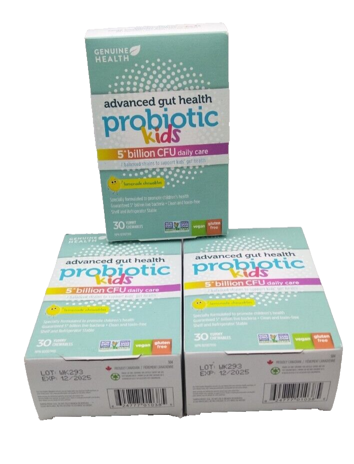 3 Pack Genuine Health Advanced Gut Health Probiotic for Kids 30 Yummy Chewables