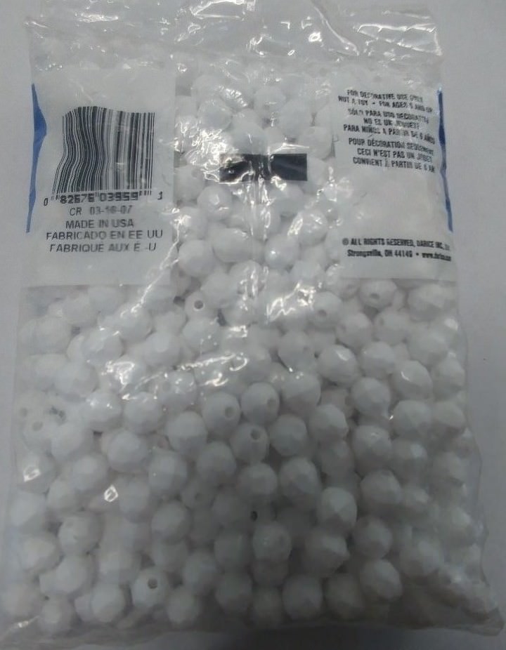 480 8mm Darice Round  Faceted Beeds Great & Tackle Making for Crafts WHITE