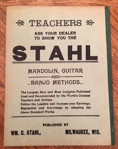 VTG Wm. C. Stahl's International Banjo Method: C Notation - Revised Edition 1904