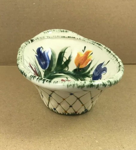 GAIL PITTMAN 1996 OVAL BOWL 8” LENGTH - SIGNED FLORAL