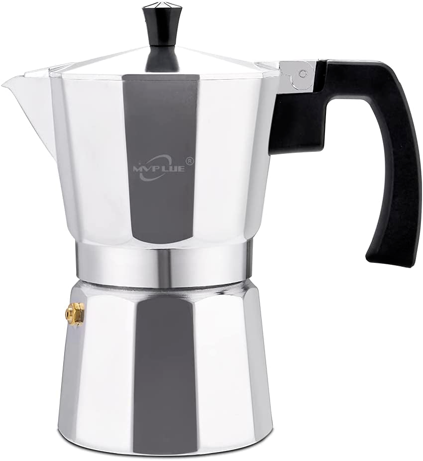 6 Cup Moka Pot Aluminum Silver，cuban Coffee Maker