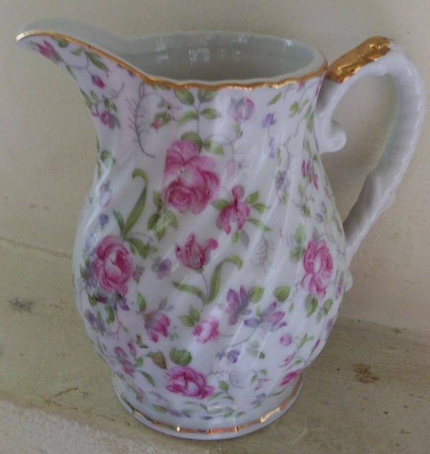 Vintage Lefton China Rose Chintz Creamer HAND PAINTED SMALL PITCHER