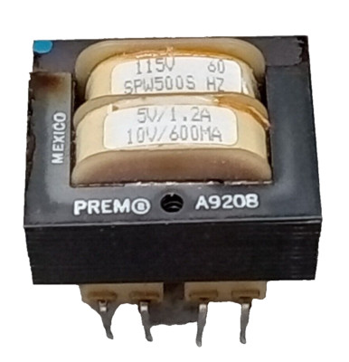 PREM SPW-500-S (qty.1) Transformer 115V, 5.0V / 1.2A - 10V / 600MA   SPW500S