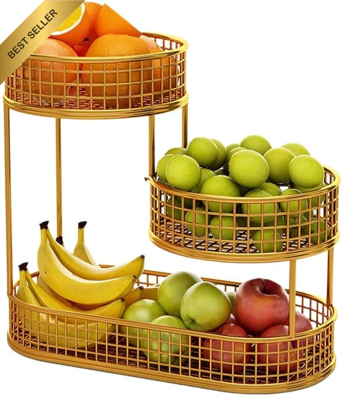 3-Tier Fruit Basket, Metal Large Capacity Fruit Storage Stand, Onion and Potato