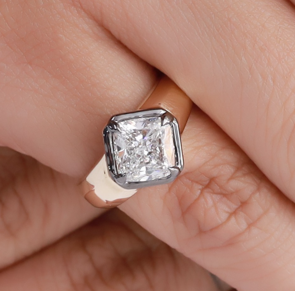 2.50 Ct Asscher Cut Diamond Solitaire Engagement Ring 14K Yellow Gold Lab Grown